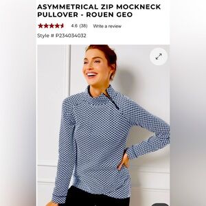 Talbots Navy and White Geometric PulloverSz XL $24